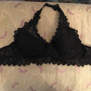 Pink! Black Lace Bralette